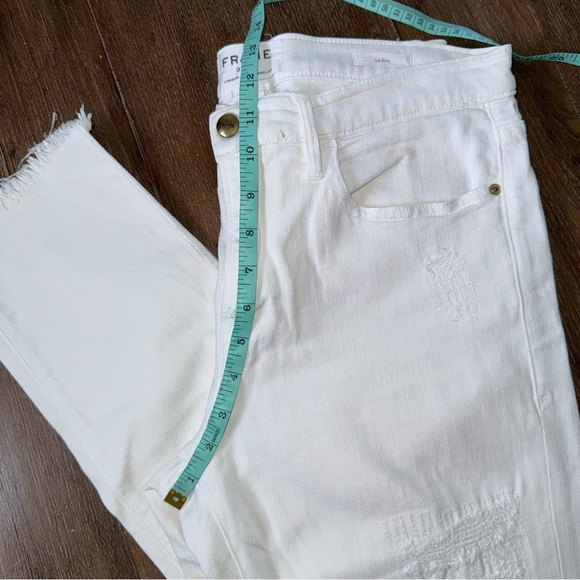 Frame Straight Leg Jean Distressed White Le Boy Jeans Size 29 - Picture 5 of 9